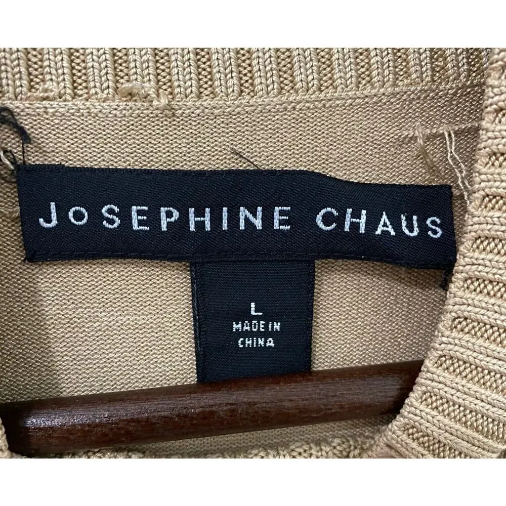 Josephine Chaus Silk Blend Sleeveless Mock Neck Sweater Tank Womens L Tan - Picture 3 of 8